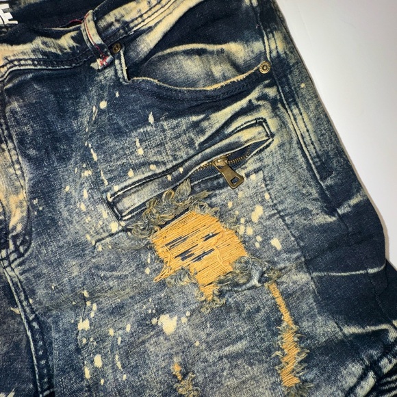 Preme Distressed Blue and Tan Men Jeans y2K - Picture 2 of 8